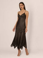 Vintage Spaghetti Strap Beaded Midi Dress with Handkerchief Hem