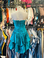 Vintage Strapless Ruffle Hem Party Dress