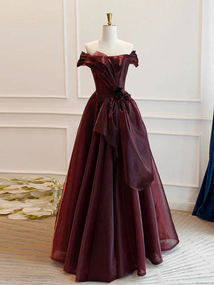 Vintage A-Line/Princess Off the Shoulder Cap Sleeves Up Sweep/Brush Train Party Dresses