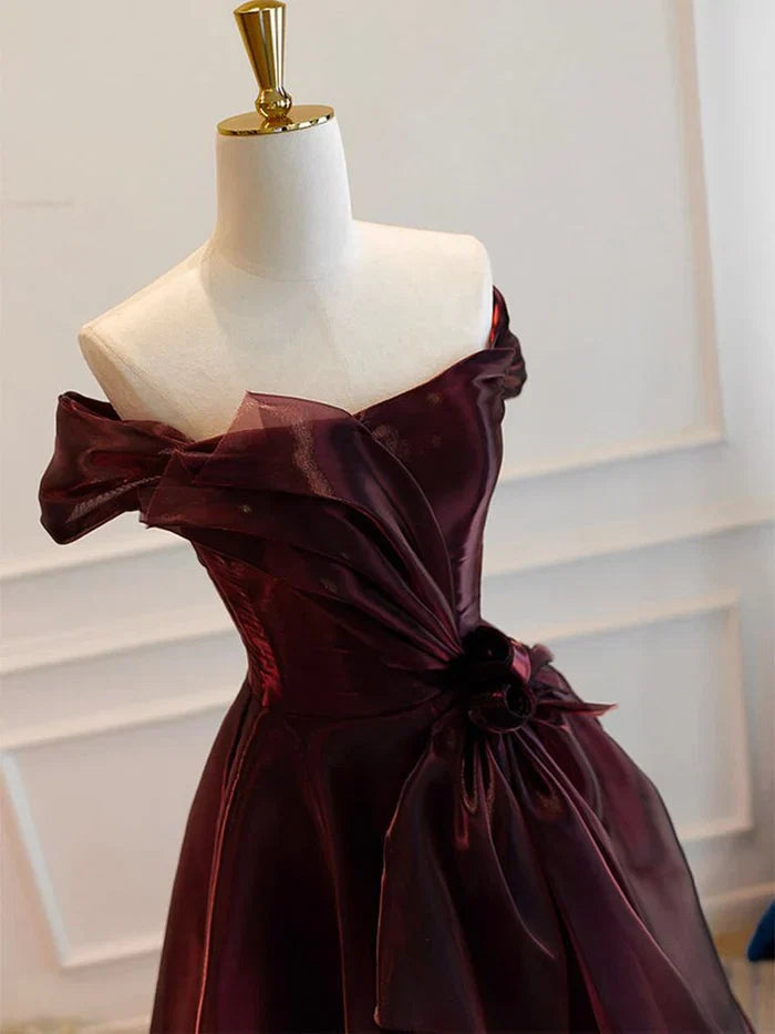 Vintage A-Line/Princess Off the Shoulder Cap Sleeves Up Sweep/Brush Train Party Dresses