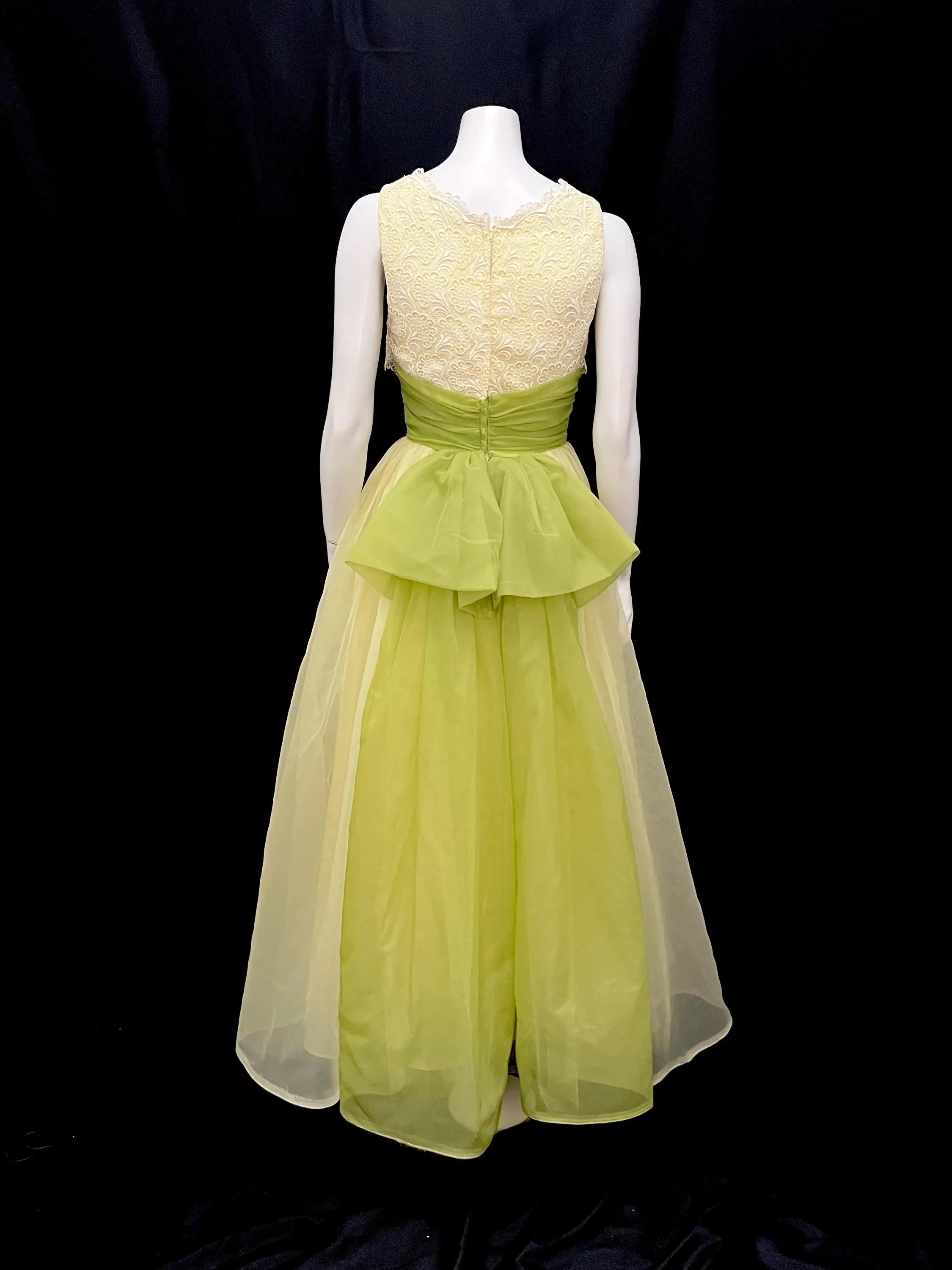 Vintage Lace Chiffon Prom Dress For Women A Line Floor Length Two Tone Yellow Cream