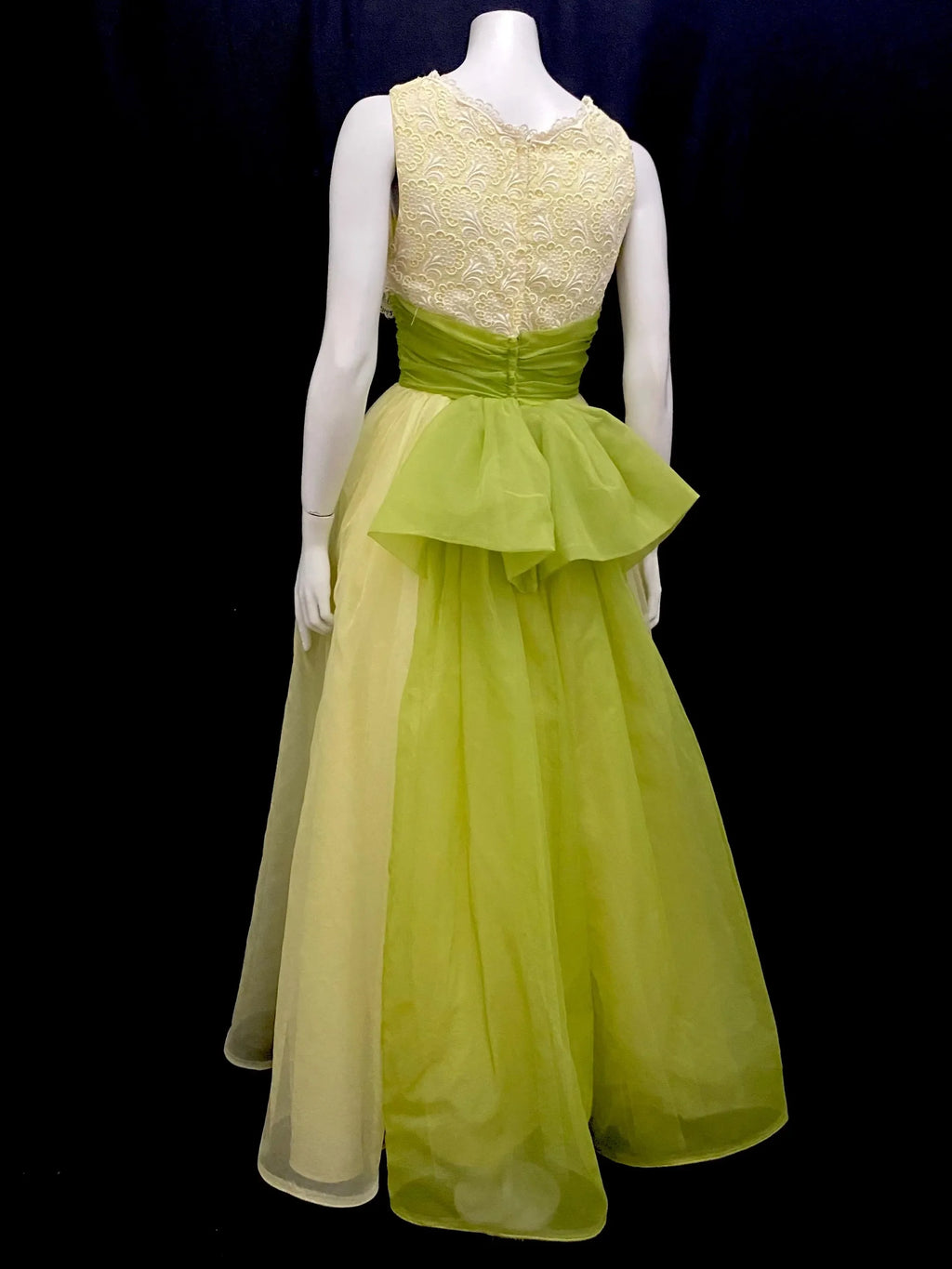 Vintage Lace Chiffon Prom Dress For Women A Line Floor Length Two Tone Yellow Cream