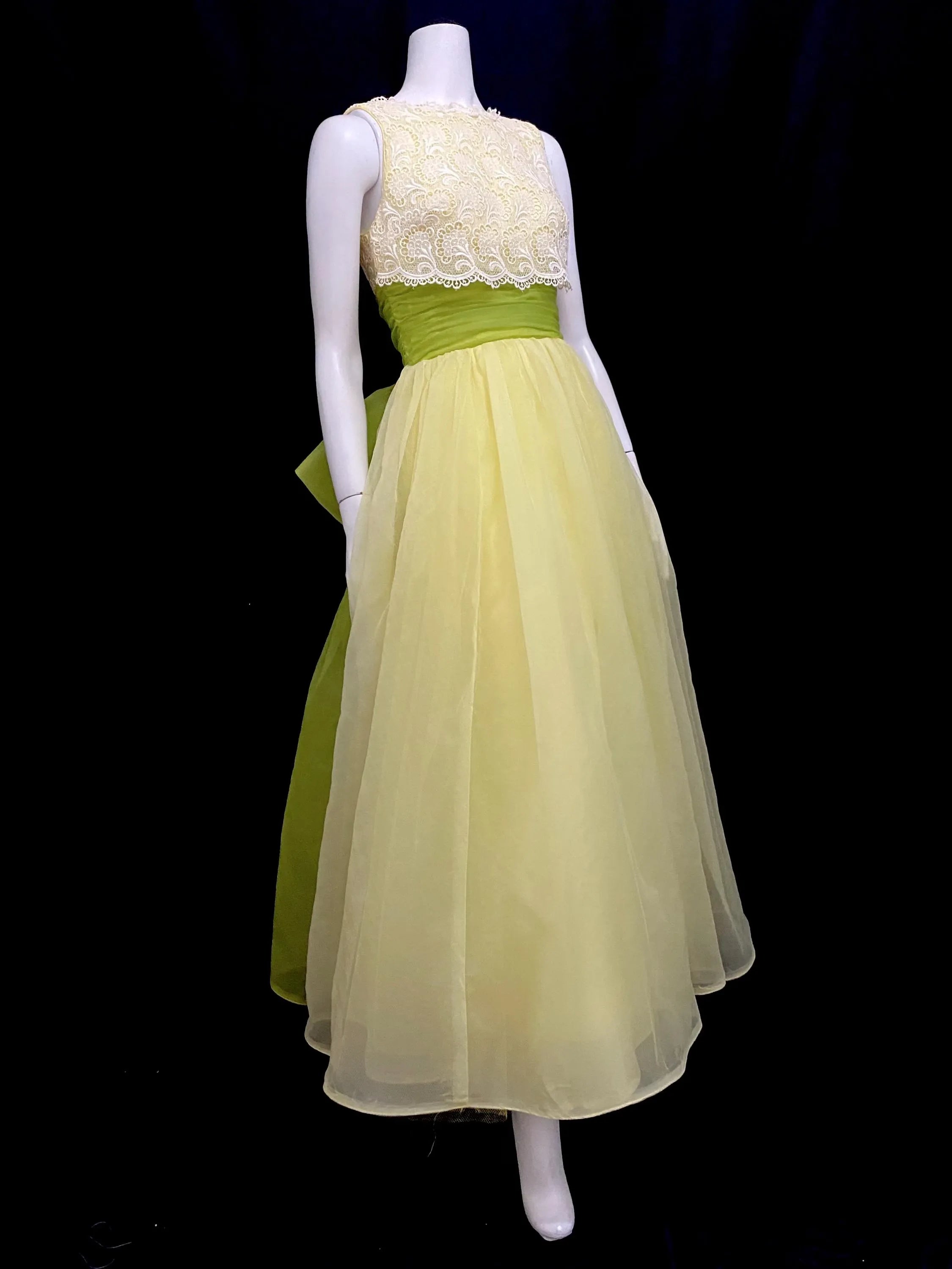 Vintage Lace Chiffon Prom Dress For Women A Line Floor Length Two Tone Yellow Cream