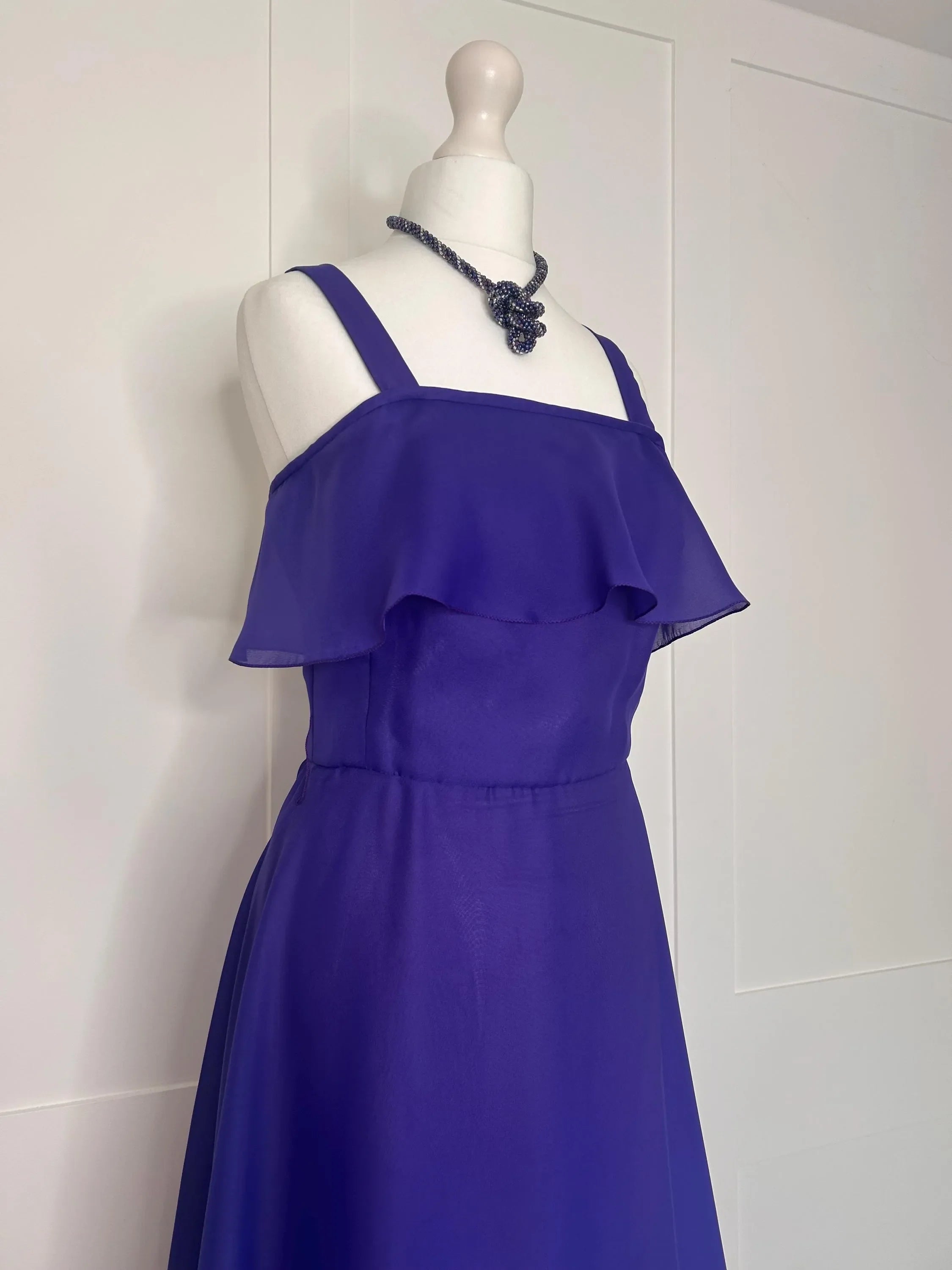 Purple Square Neck Prom Dress With Ruffled Bust Tiered A Line Skirt Floor Length For Elegant Women