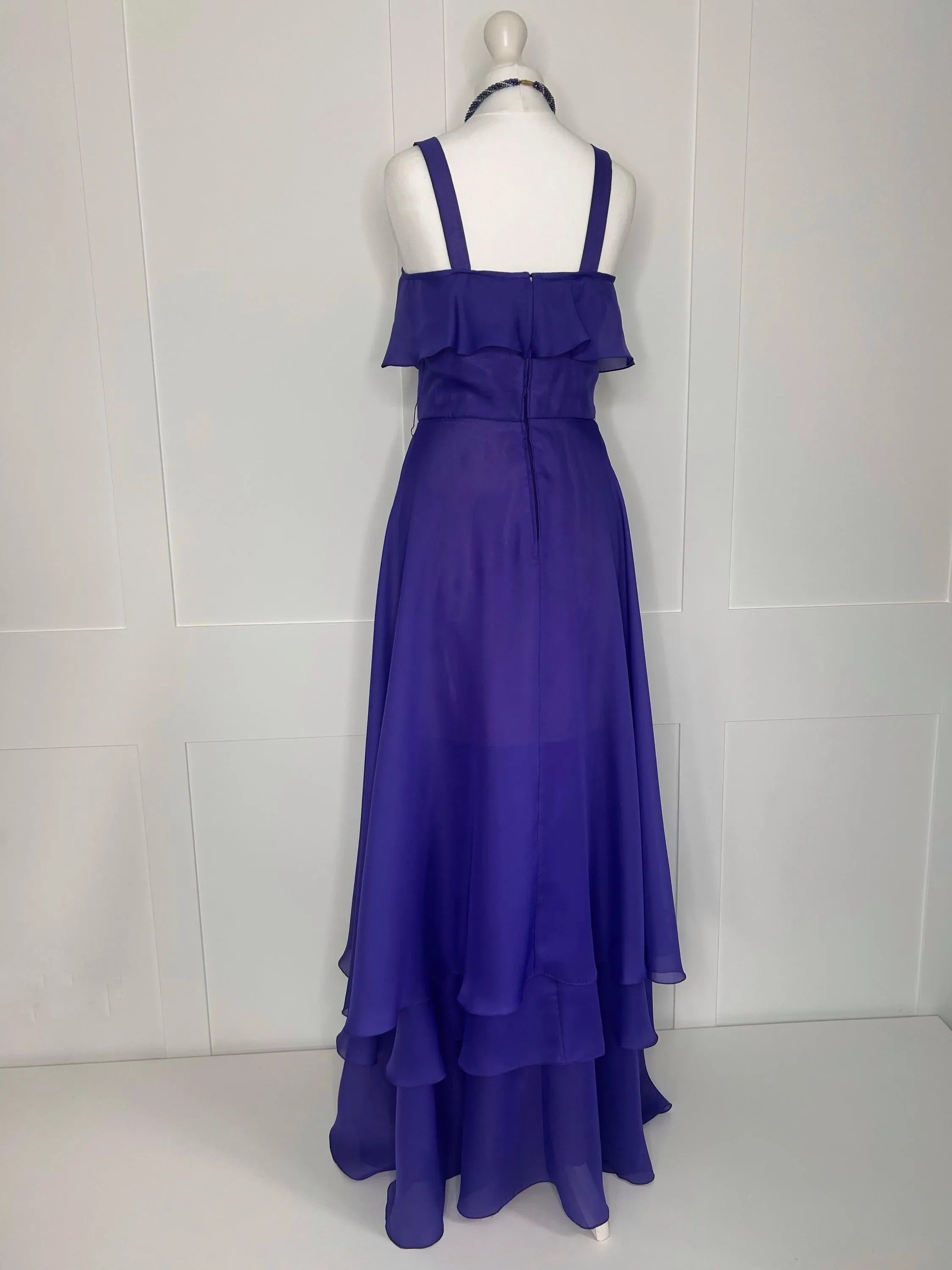 Purple Square Neck Prom Dress With Ruffled Bust Tiered A Line Skirt Floor Length For Elegant Women