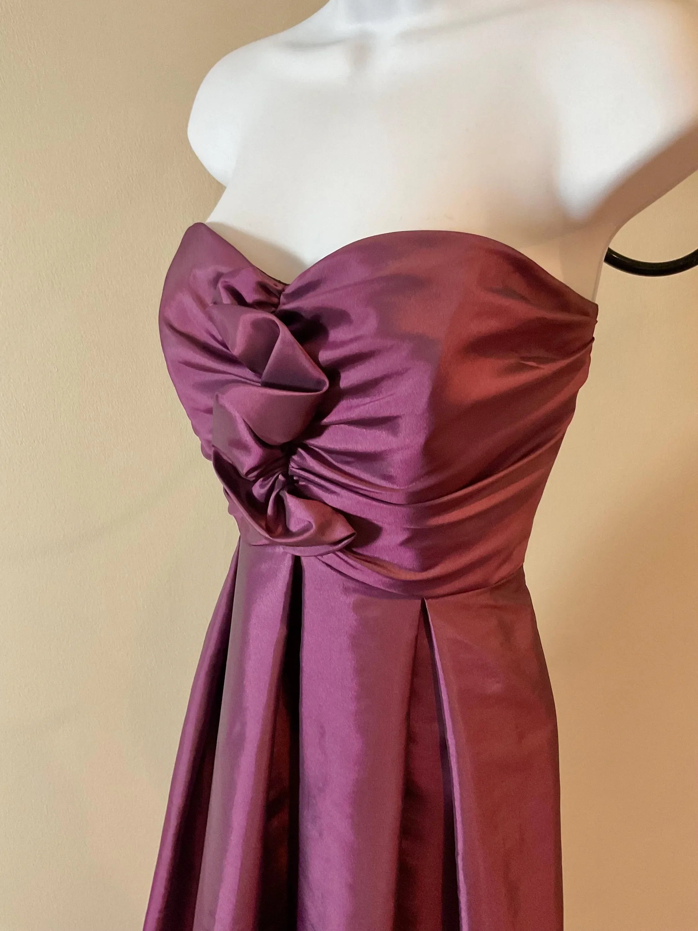 Prom Dress For Women Elegant A Line Strapless Bow Taffeta Purple Floor Length With Dreamy Satin Sheen