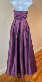 Prom Dress For Women Elegant A Line Strapless Bow Taffeta Purple Floor Length With Dreamy Satin Sheen