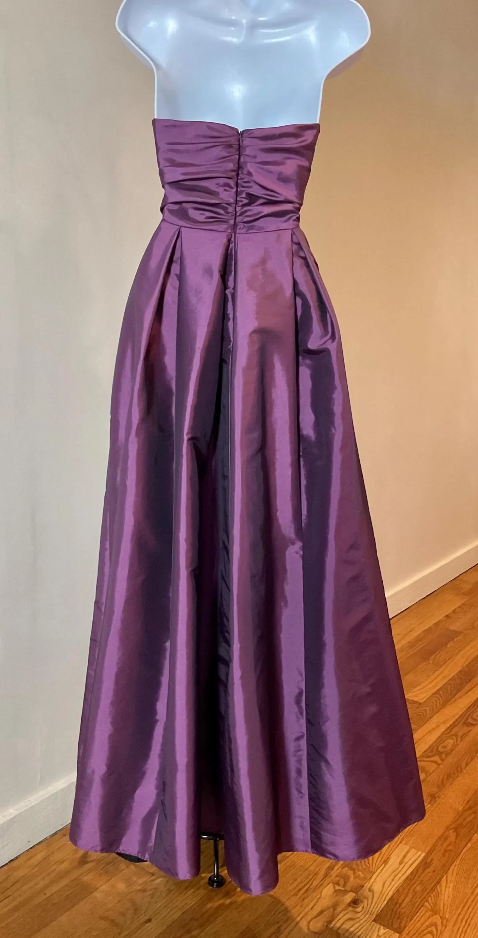 Prom Dress For Women Elegant A Line Strapless Bow Taffeta Purple Floor Length With Dreamy Satin Sheen