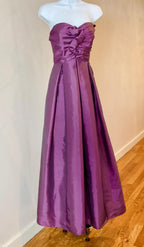 Prom Dress For Women Elegant A Line Strapless Bow Taffeta Purple Floor Length With Dreamy Satin Sheen