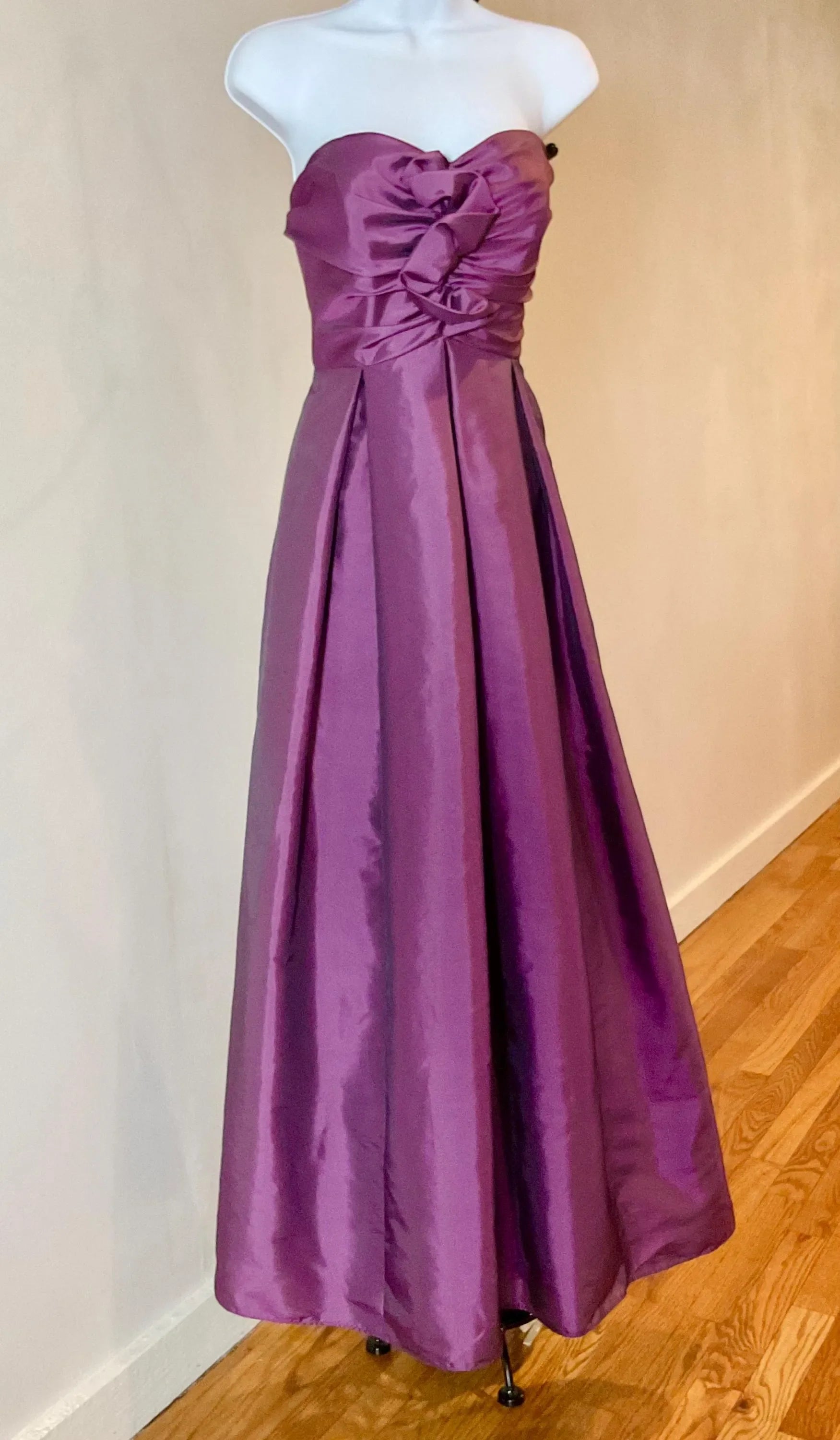 Prom Dress For Women Elegant A Line Strapless Bow Taffeta Purple Floor Length With Dreamy Satin Sheen