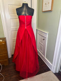 Red Glamorous Vintage A Line Prom Dress For Prom Night With Strapless Silhouette Rhinestone Back And Tulle Layers