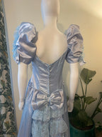 Prom Dress Vintage A Line Sweetheart Puffed Sleeve Lace Satin Light Blue Midi For Romantic Fashion Lovers