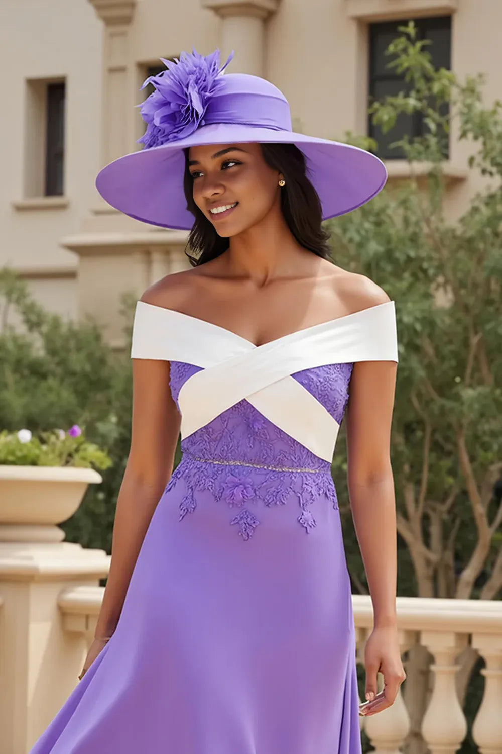 Vintage A Line Off The Shoulder Cap Sleeve Backless Asymmetrical-Length Mother of the Bride Dress