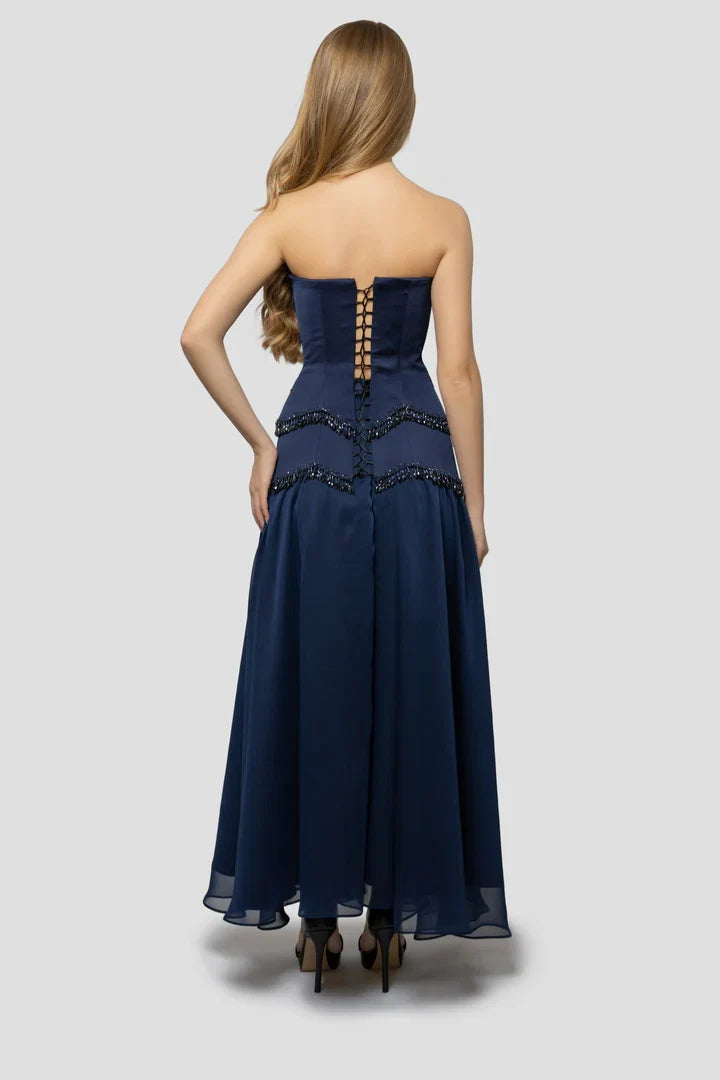 Vintage A Line Off the Shoulder Sleeveless Up Ankle-Length Prom Dress