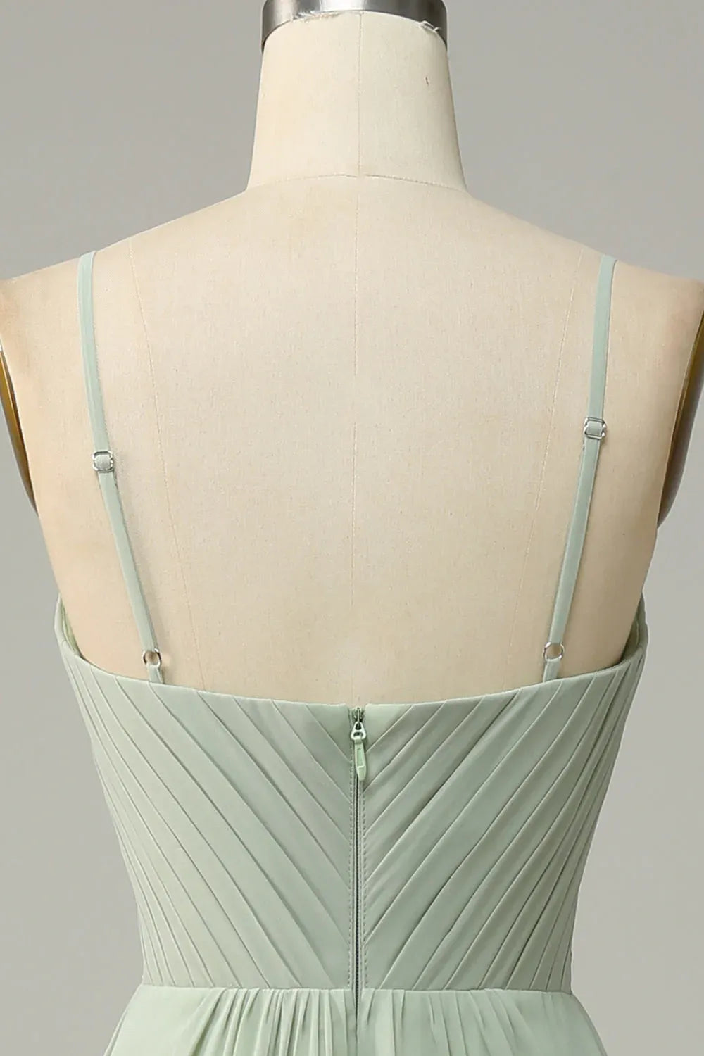 Vintage A Line Spaghetti Straps Sleeveless Pleated Floor-Length Bridesmaid Dress