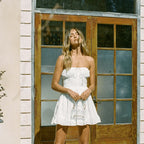 White Vintage Boho A-line Strapless Tiered Floral Mini Homecoming Dress For Sale