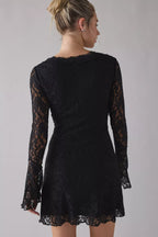 Vintage Fitted V Neck Long Sleeve Short-Mini Homecoming Dress