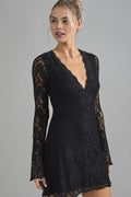 Vintage Fitted V Neck Long Sleeve Short-Mini Homecoming Dress