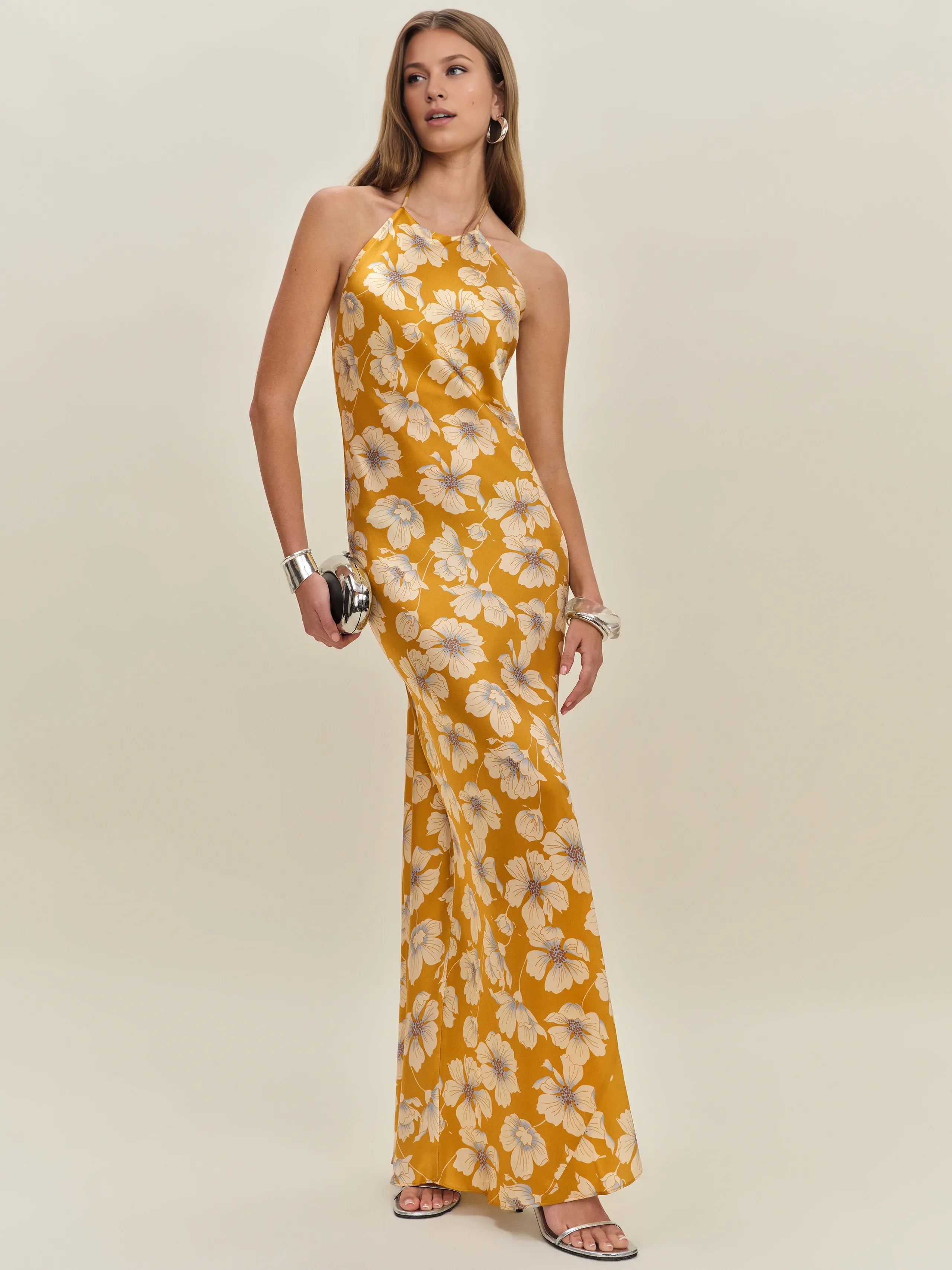 Dress Vintage Flower Printed Scoop Neck Sleeveless Mermaid Prom Dress Maxi Dress Backless Up Evening Dress