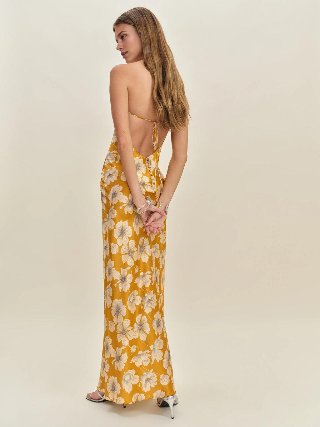 Dress Vintage Flower Printed Scoop Neck Sleeveless Mermaid Prom Dress Maxi Dress Backless Up Evening Dress