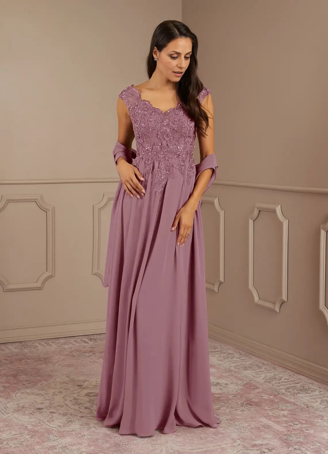 Black Dress A-Line V-Neck Sequins Maxi Dress Modern Cap Sleeves V Back Mother of the Bride Dress