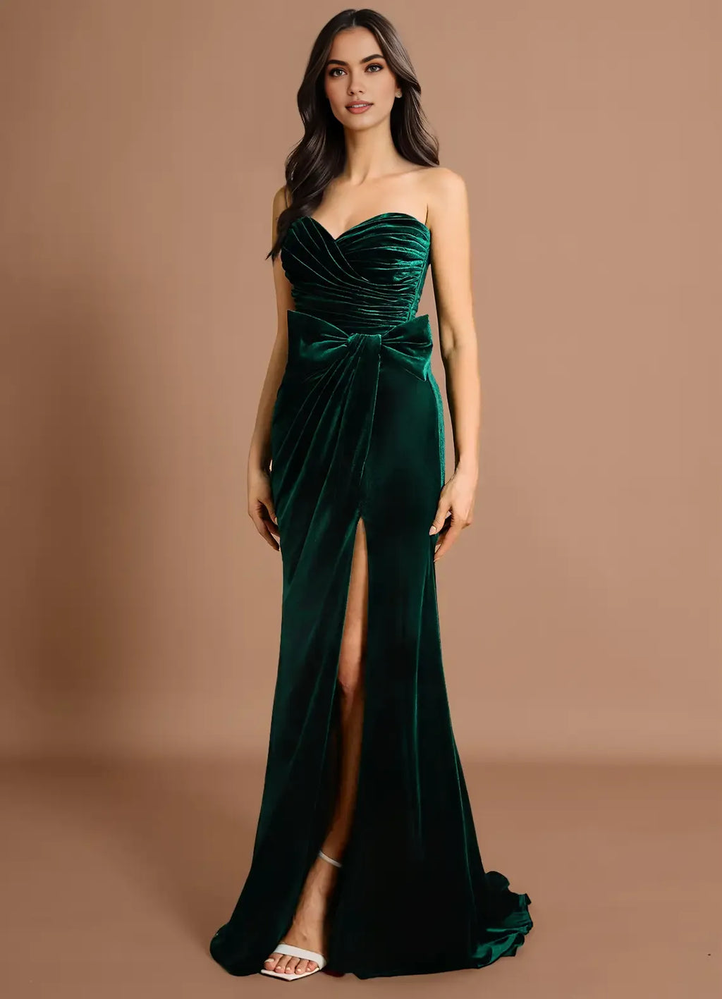 Vintage Mermaid Spaghetti Straps Sleeveless Back Zip Sweep/Brush Train Evening Dress