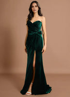 Vintage Mermaid Spaghetti Straps Sleeveless Back Zip Sweep/Brush Train Evening Dress