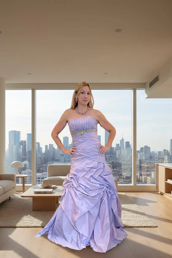 Mermaid Prom Dress With Beaded Satin Light Purple Ruched Bodice And Corset Back For Elegant Teens