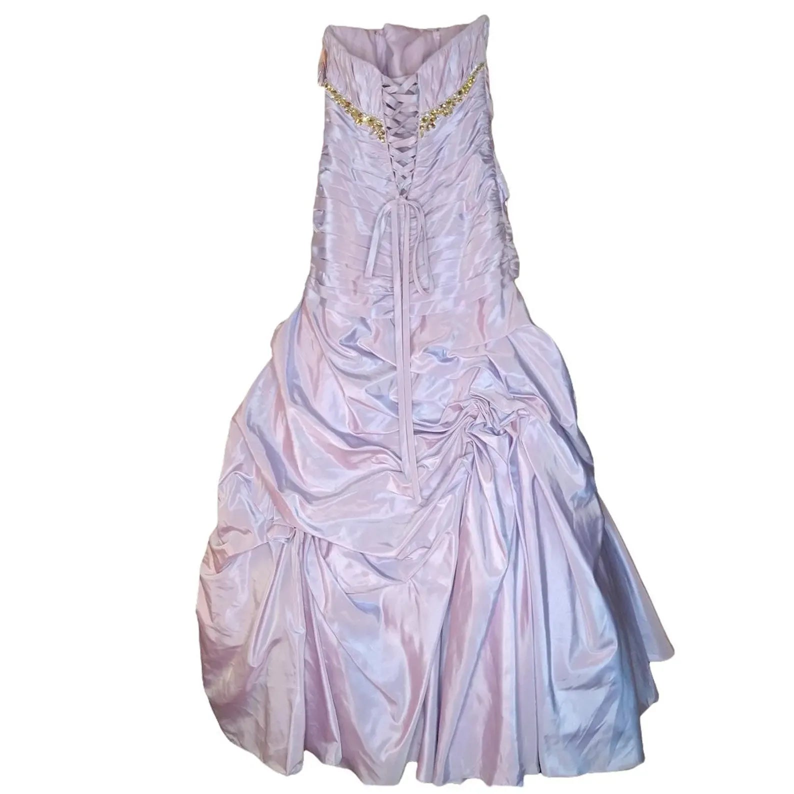 Mermaid Prom Dress With Beaded Satin Light Purple Ruched Bodice And Corset Back For Elegant Teens