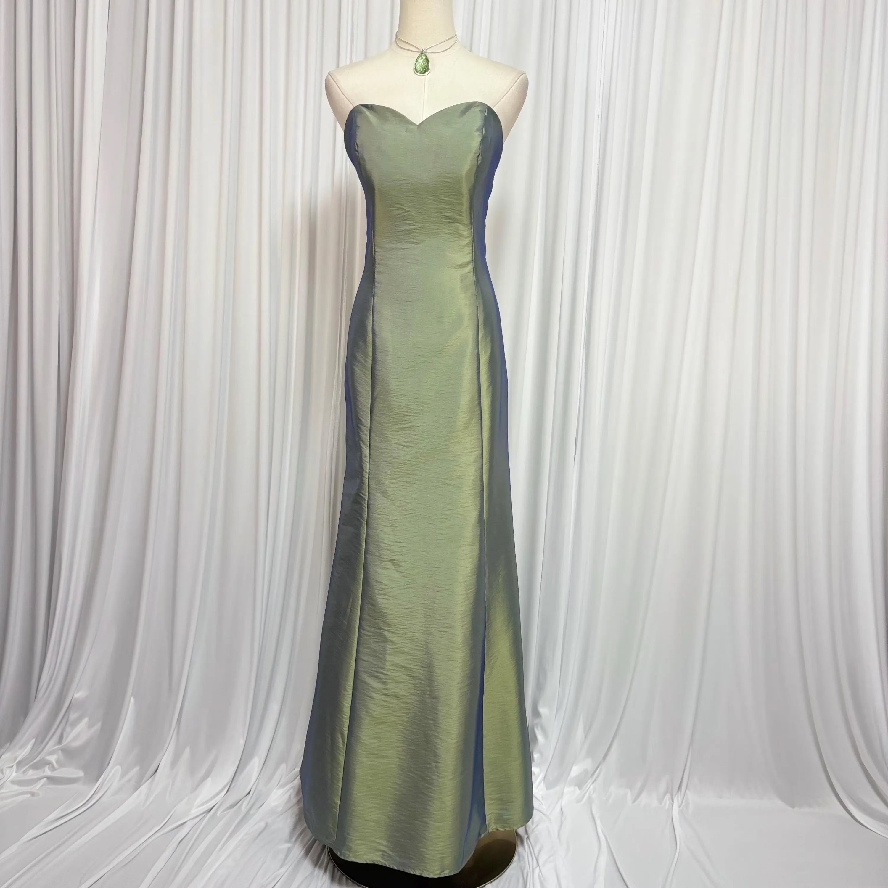 Mermaid Prom Dress Iridescent Olive Green Floor Length Strapless Sweetheart For Prom Queens Glamour