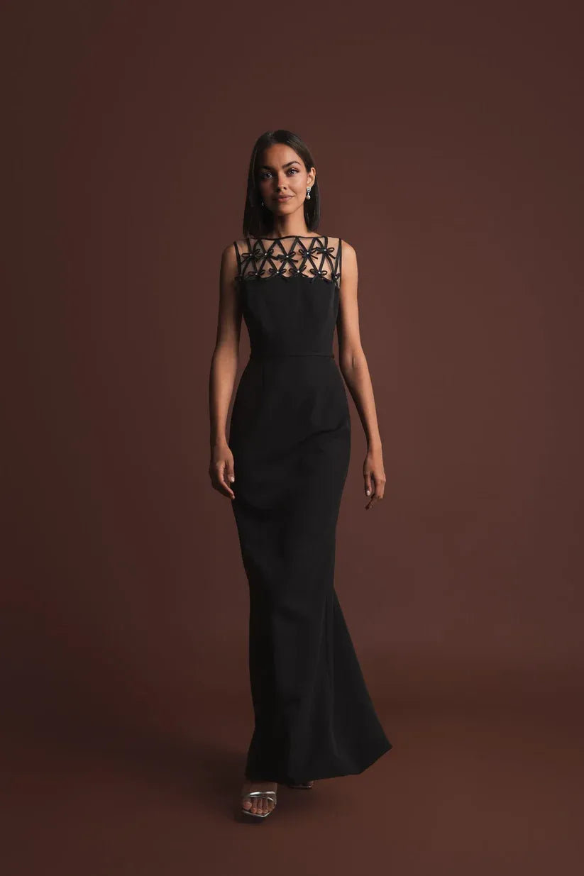 Vintage Mermaid/Trumpet Boat Neck Sleeveless Sheer Back Floor-Length Prom Dress