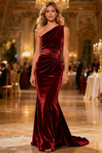 Vintage Mermaid/Trumpet One Shoulder Sleeveless Sweep/Brush Train Winter Prom Dress