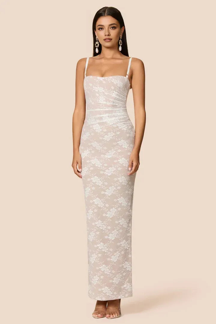 Vintage Sheath/Bodycon Square Neck Sleeveless Open Back Ankle-Length Evening Dress