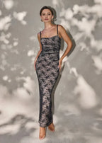 Vintage Sheath/Bodycon Square Neck Sleeveless Open Back Ankle-Length Evening Dress
