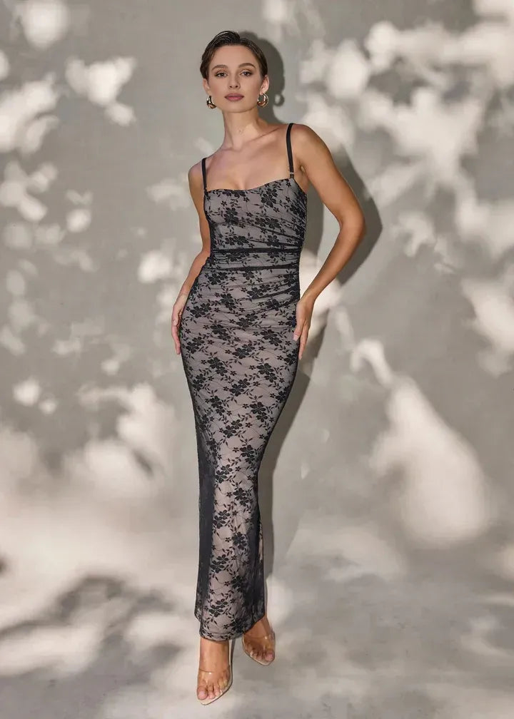 Vintage Sheath/Bodycon Square Neck Sleeveless Open Back Ankle-Length Evening Dress