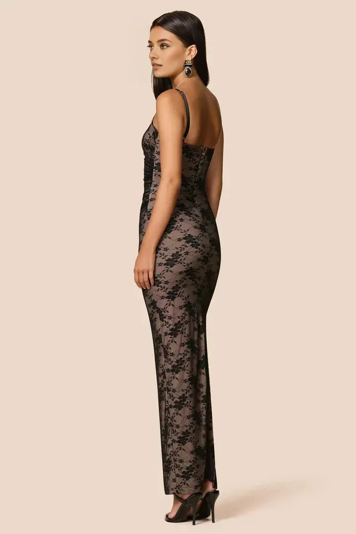 Vintage Sheath/Bodycon Square Neck Sleeveless Open Back Ankle-Length Evening Dress