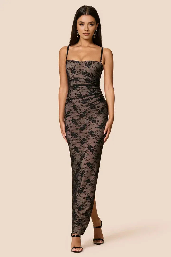 Vintage Sheath/Bodycon Square Neck Sleeveless Open Back Ankle-Length Evening Dress