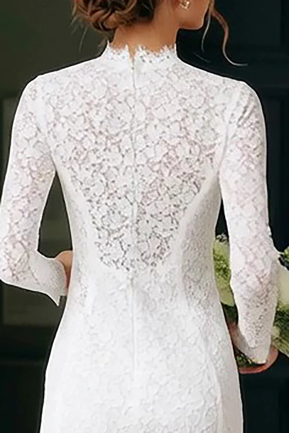 Vintage Sheath/Column High Neck Long Sleeve Short-Mini Wedding Dress