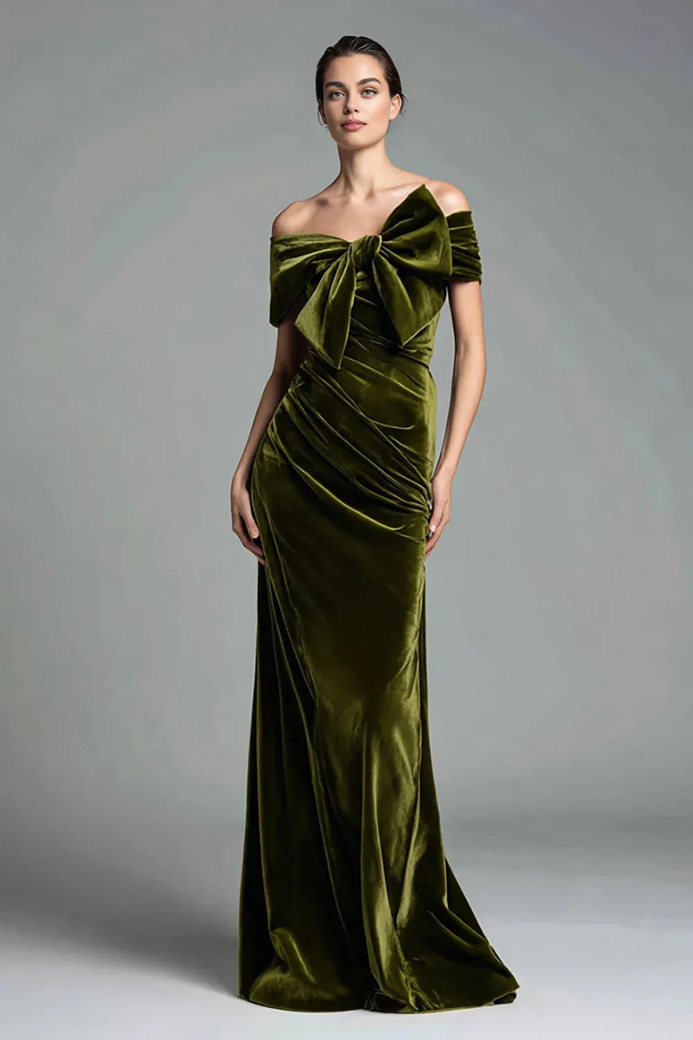 Vintage Sheath/Column Off the Shoulder Sleeveless Floor-Length Evening Dress