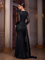Vintage Sheath Scoop Neck Long Sleeve Zipper Up Floor-Length Prom Dress