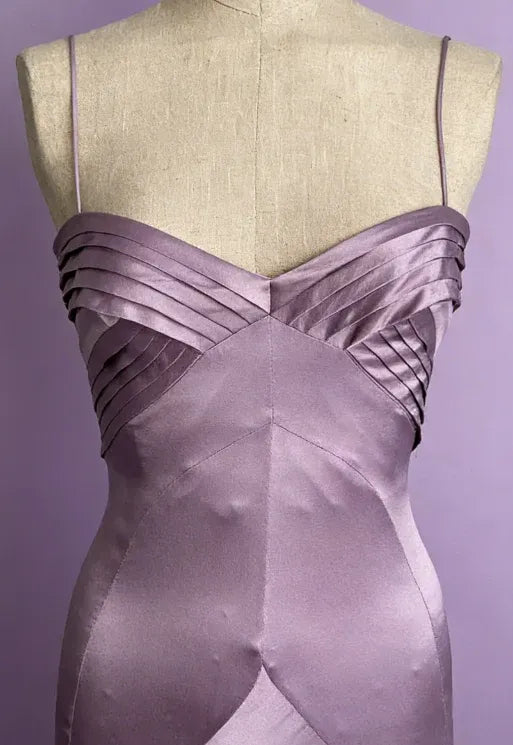 Vintage Simple A Line Spaghetti Strap Purple Satin Long Prom Dress