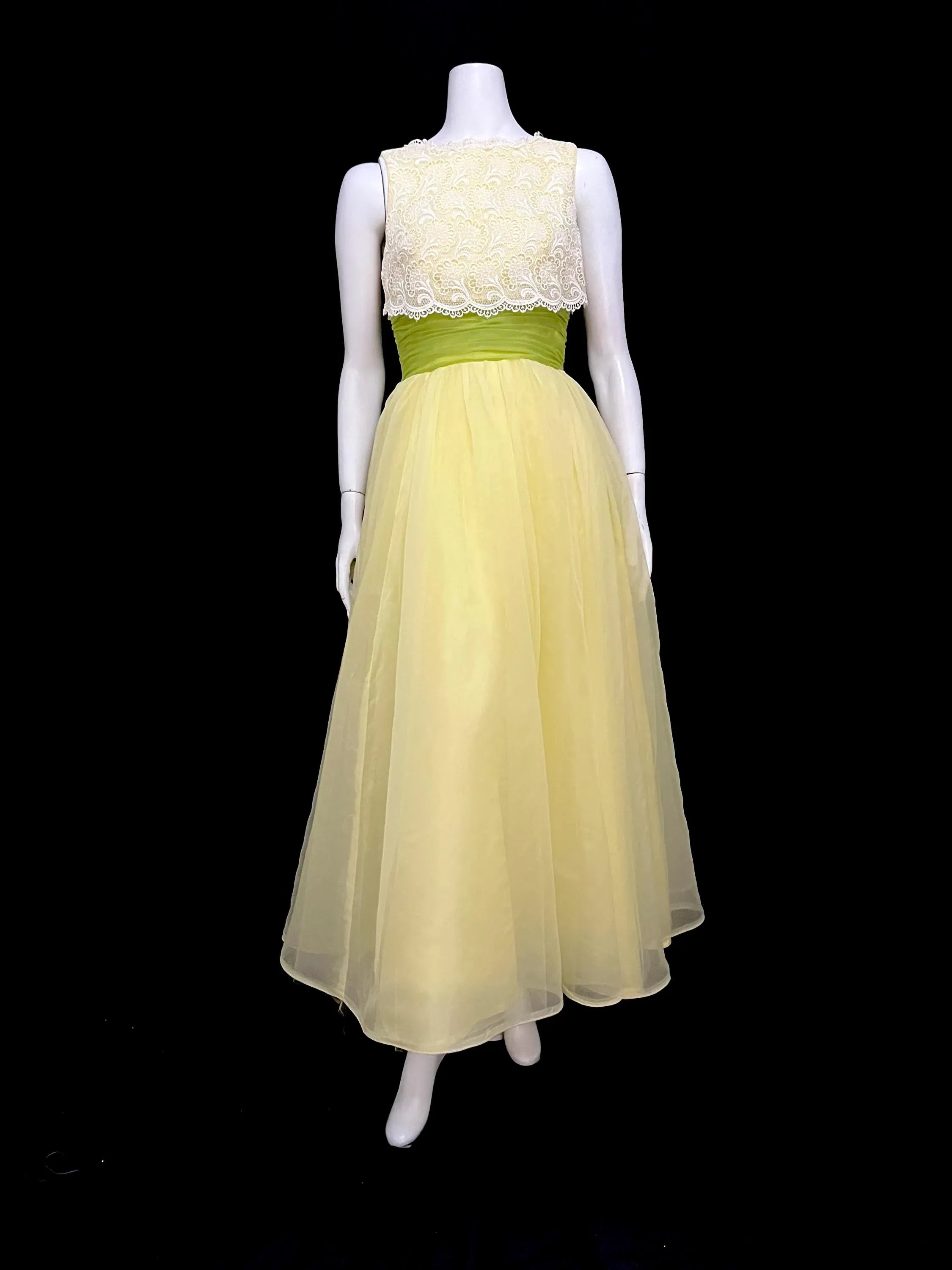Vintage Lace Chiffon Prom Dress For Women A Line Floor Length Two Tone Yellow Cream