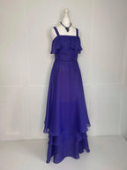 Purple Square Neck Prom Dress With Ruffled Bust Tiered A Line Skirt Floor Length For Elegant Women