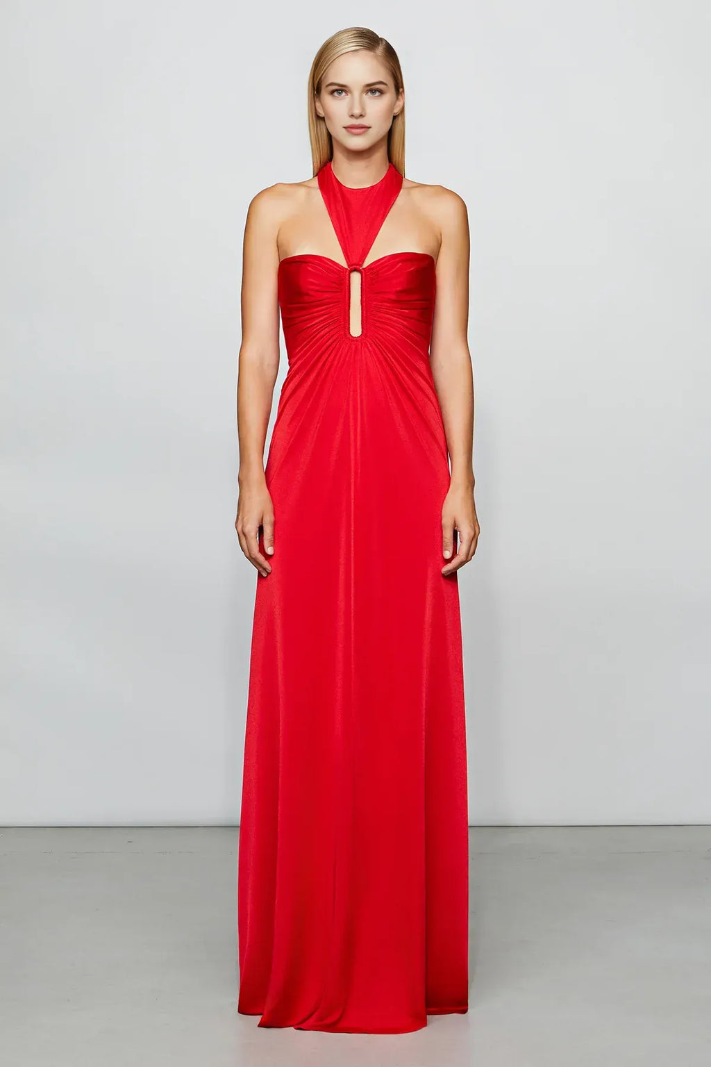 Vivacious Column Halter Neck Sleeveless Open Back Maxi Length For Adults Prom Dress