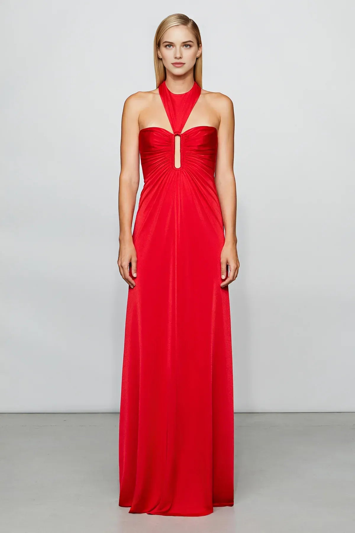 Vivacious Column Halter Neck Sleeveless Open Back Maxi Length For Adults Prom Dress