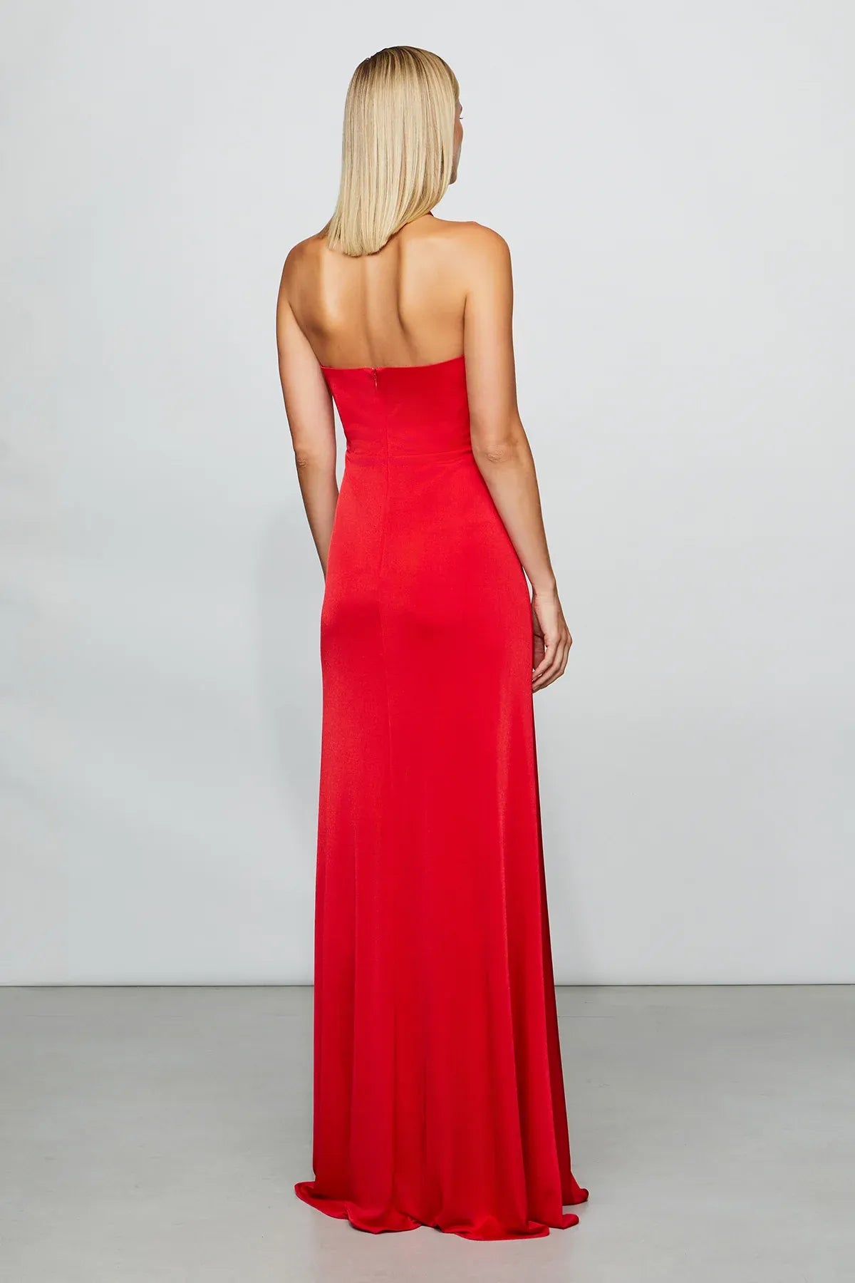 Vivacious Column Halter Neck Sleeveless Open Back Maxi Length For Adults Prom Dress