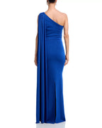 Vivid Mermaid Sweetheart One Shoulder Drape Accent Open Back Floor Length For Sale Prom Dress