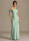 Vivid Mermaid Sweetheart One Shoulder Tie Accent Open Back Floor Length Female Prom Dress