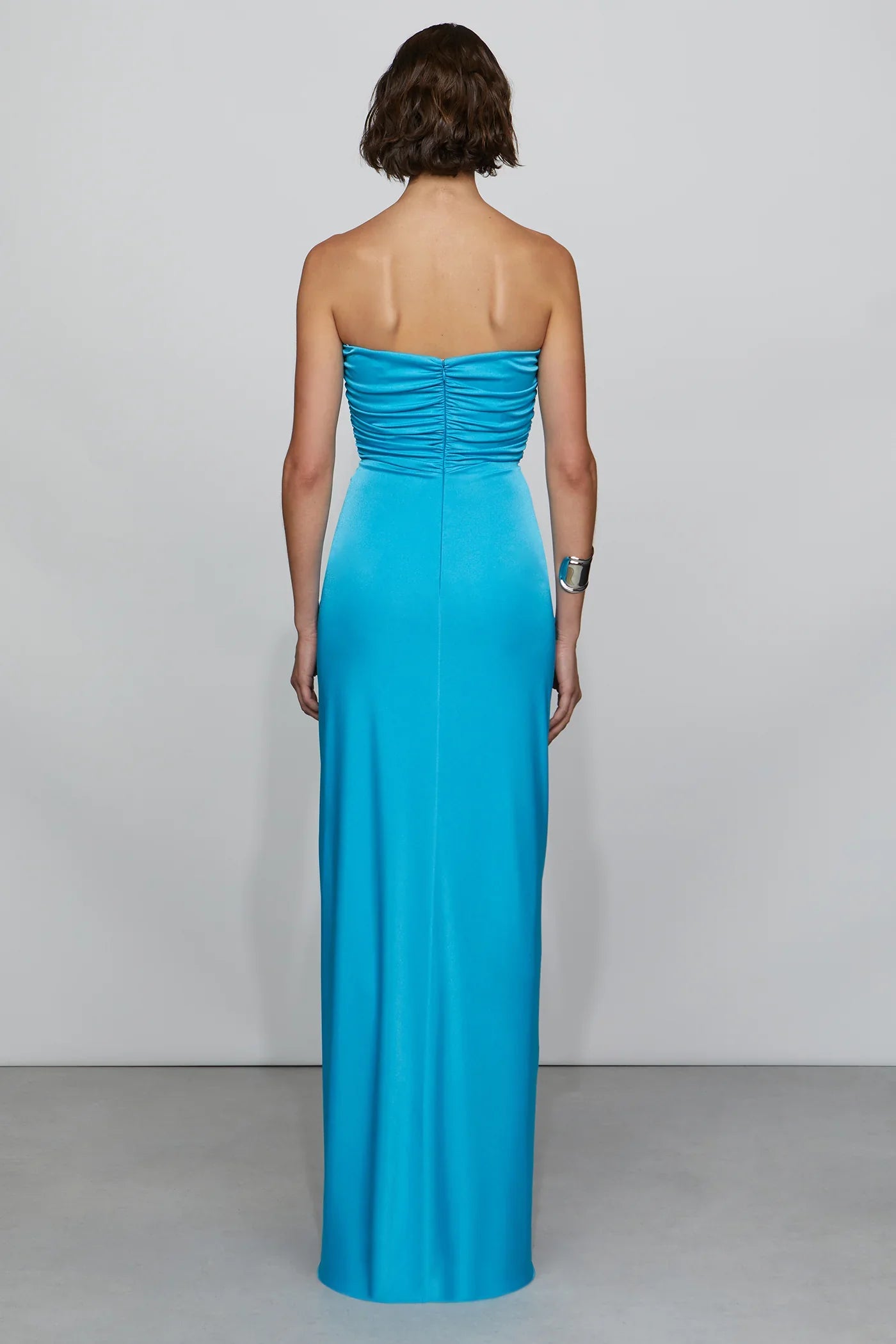 Vivid Sheath Strapless Sleeveless Keyhole Back Floor Length For Ladies Prom Dress