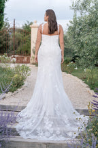 Delightful Plus Size Trumpet Sweetheart Neckline Sleeveless Button Back Floor Length Wedding Dress